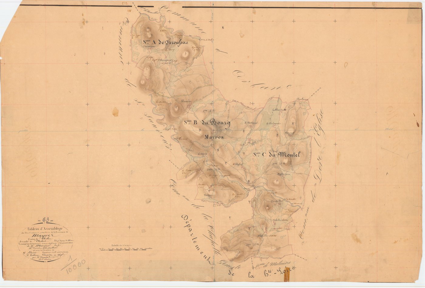 Mayres - 55 FI 634      Tableau d'assemblage du plan cadastral parcellaire de la commune de Mayres