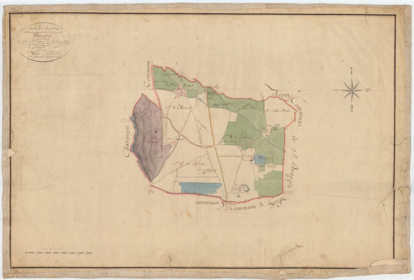 Ménétrol - 53 FI 626      Tableau d'assemblage du plan cadastral parcellaire de la commune de Ménétrol