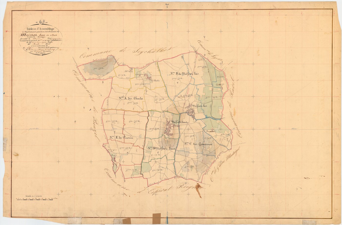Moissat - 51 FI 730      Tableau d'assemblage du plan cadastral parcellaire de la commune du Moissat