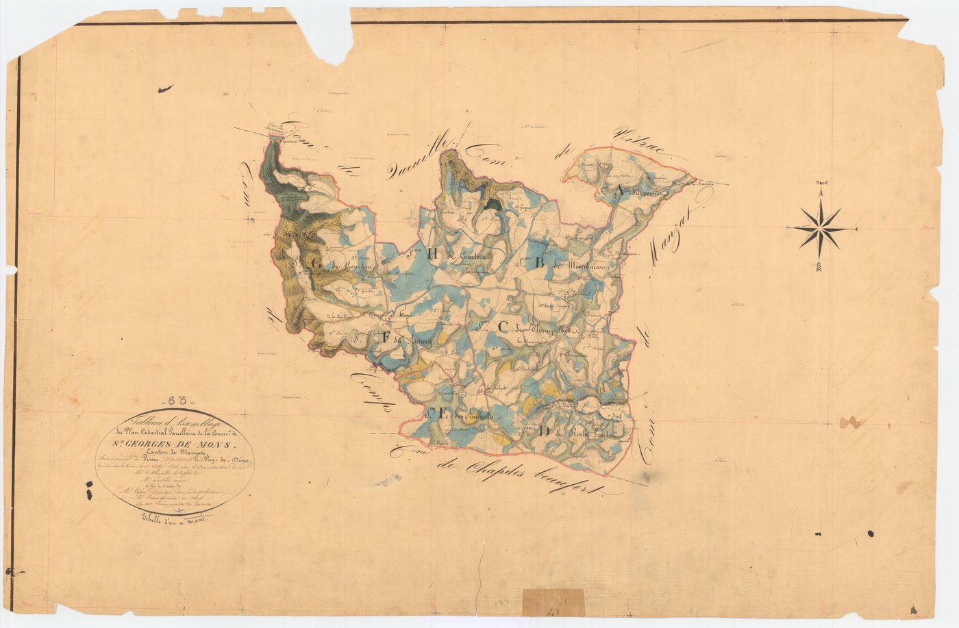 Mons - 53 FI 993      Tableau d'assemblage du plan cadastral parcellaire de la commune de Saint-Georges-de-Mons