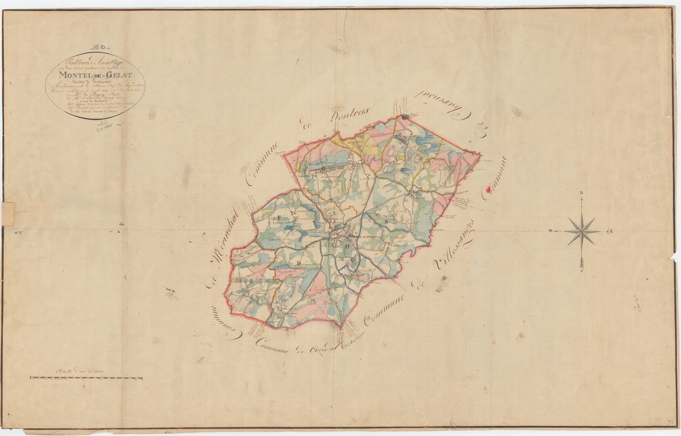 Montel-de-Gelat - 53 FI 682      Tableau d'assemblage du plan cadastral parcellaire de la commune de Montel-de-Gelat