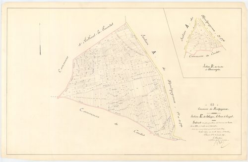 Montpeyroux - 54 Fi 595      Section E de Laigue, le Poux et Pouzat : extrait du plan parcellaire de la commune de Coudes