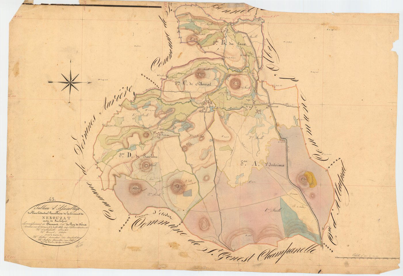 Nébouzat - 51 FI 780      Tableau d'assemblage du plan cadastral parcellaire de la commune de Nébouzat
