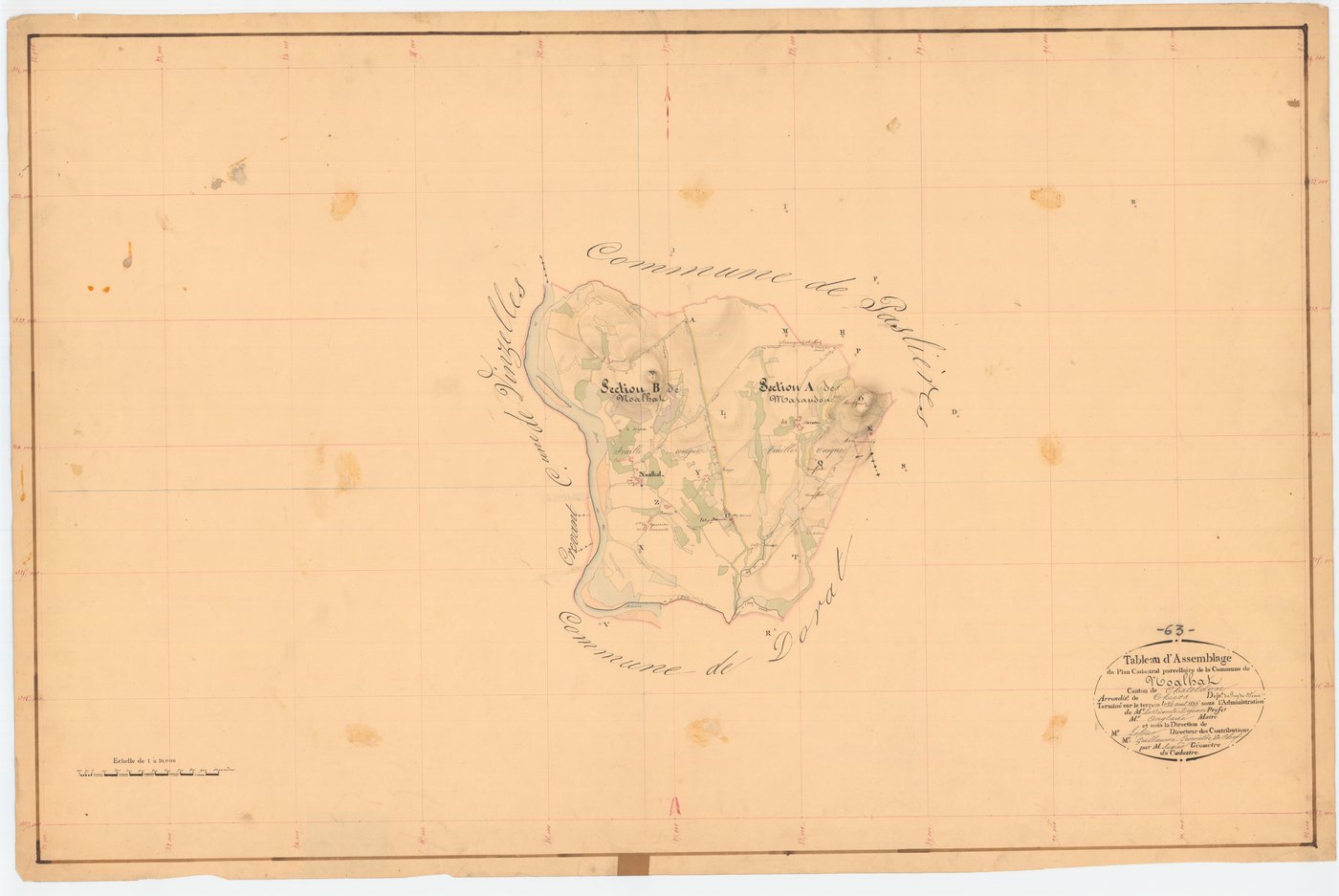 Noalhat - 55 FI 673      Tableau d'assemblage du plan cadastral parcellaire de la commune de Noalhat