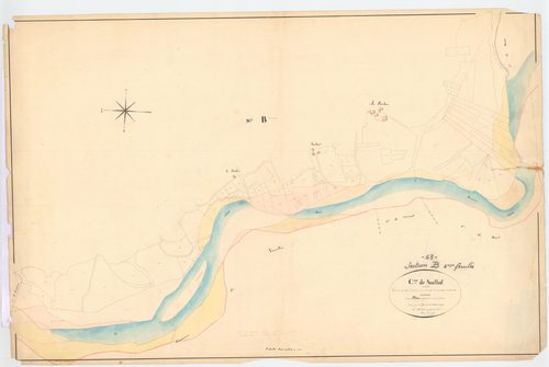 Noalhat - 55 FI 676      Révision du plan cadastral de Noalhat opérée à la suite de l'inondation d'octobre 1846, section B, nouveau plan indiquant les corrosions et alluvions