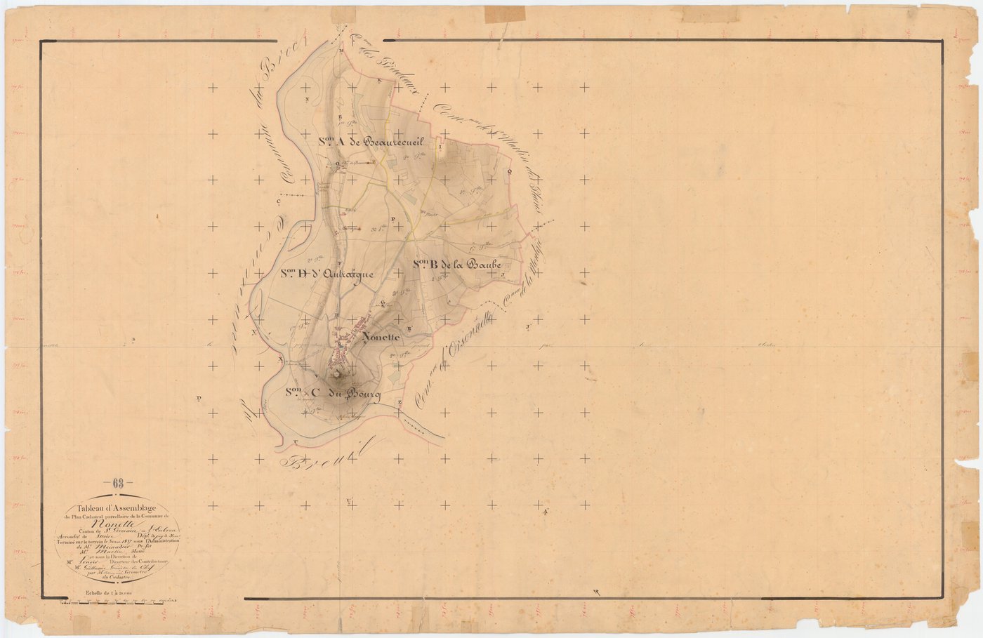 Nonette - 54 Fi 623      Tableau d'assemblage du plan cadastral parcellaire de la commune de Nonette