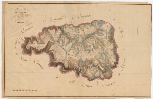 Olliergues - 55 FI 686      Tableau d'assemblage du plan cadastral parcellaire de la commune d'Olliergues