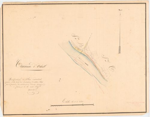 Orbeil - 54 Fi 638      1847 Rectifications du plan cadastral opérées à la suite des inondations d'octobre 1846 par le contrôleur des contributions directes Mossier le 18 août