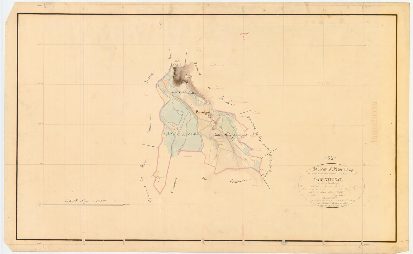 Parentignat - 54 Fi 657      Tableau d'assemblage du plan cadastral parcellaire de la commune de Parentignat
