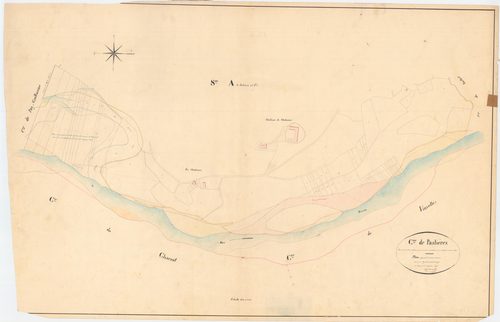 Paslières - 55 FI 744      Révision du plan cadastral opérée à la suite de l'inondation d'octobre 1846, plan indiquant les corrosions et alluvions sur la section A
