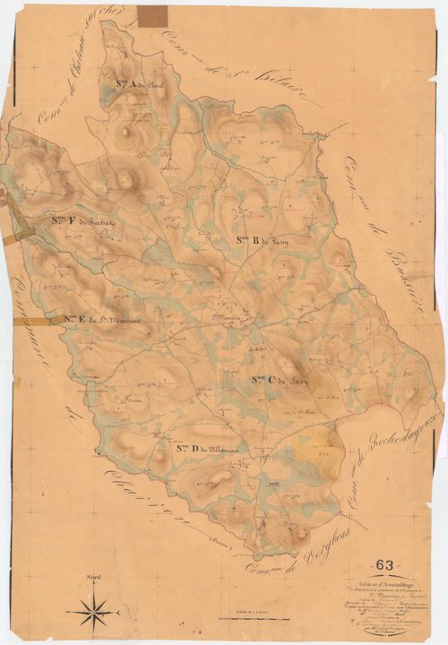 Pionsat - 53 FI 1109      Tableau d'assemblage du plan cadastral parcellaire de la commune de Saint-Maurice-de-Pionsat