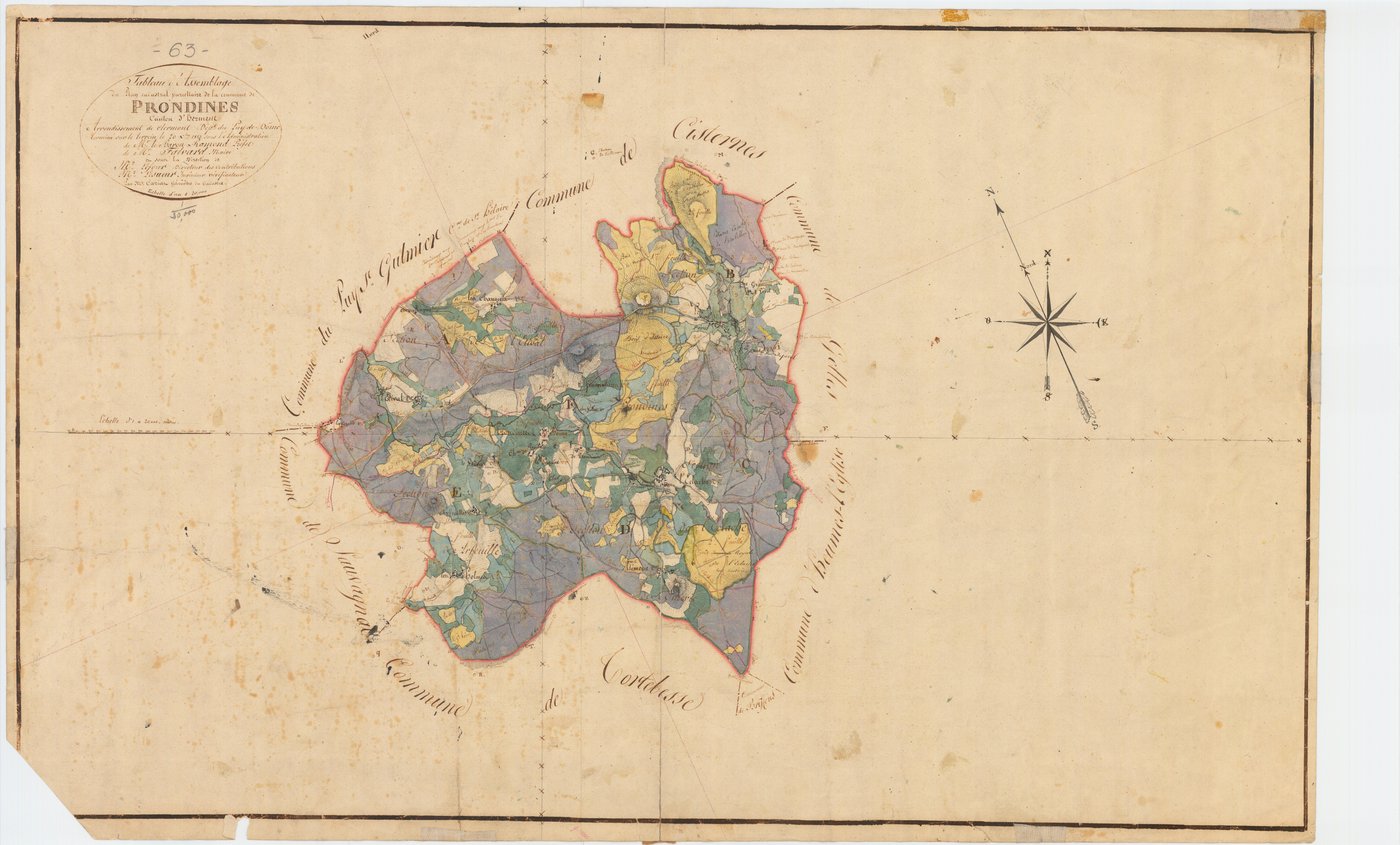 Prondines - 51 FI 959      Tableau d'assemblage du plan cadastral parcellaire de la commune de Prondines