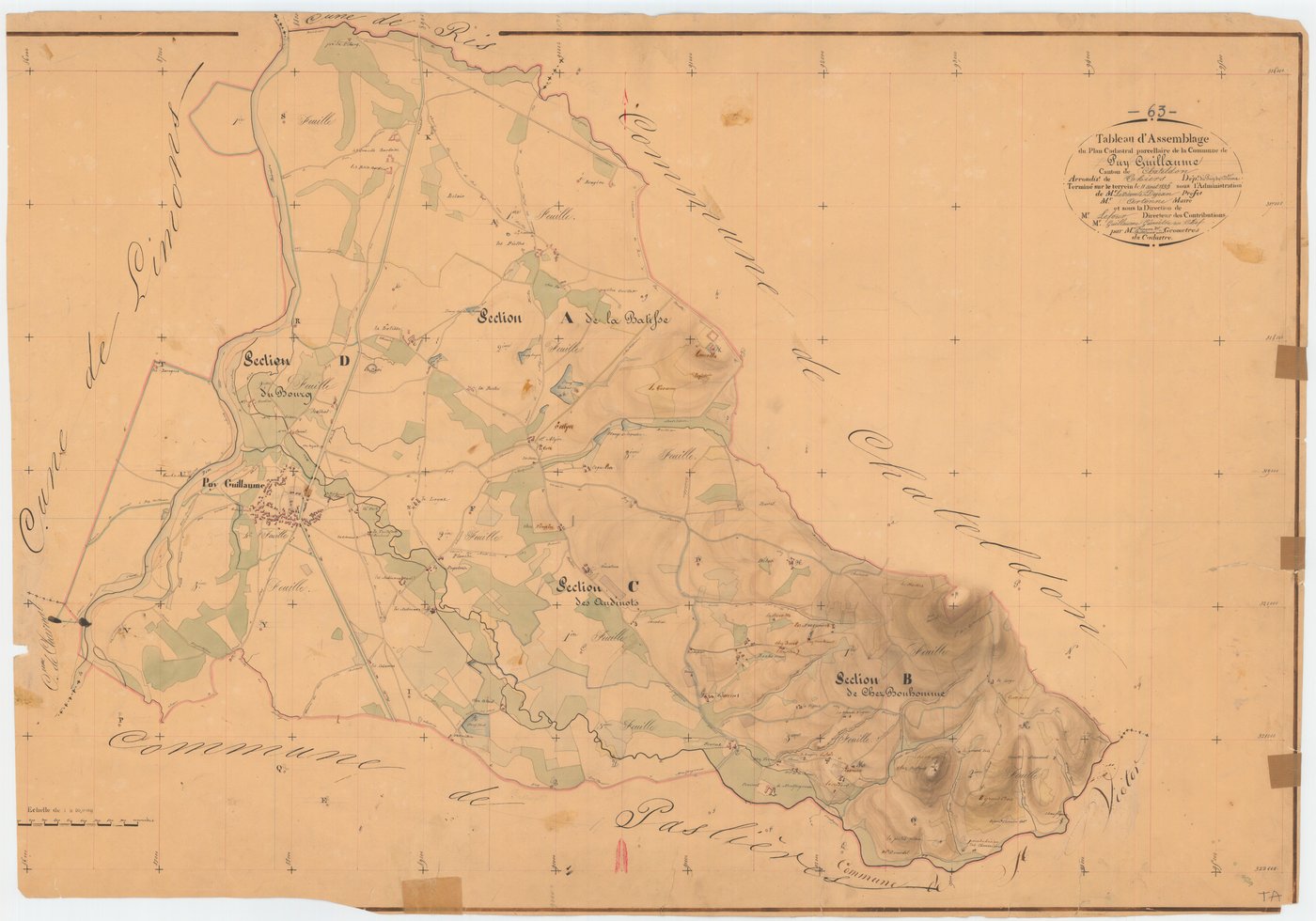 Puy-Guillaume - 55 FI 758      Tableau d'assemblage du plan cadastral parcellaire de la commune de Puy-Guillaume