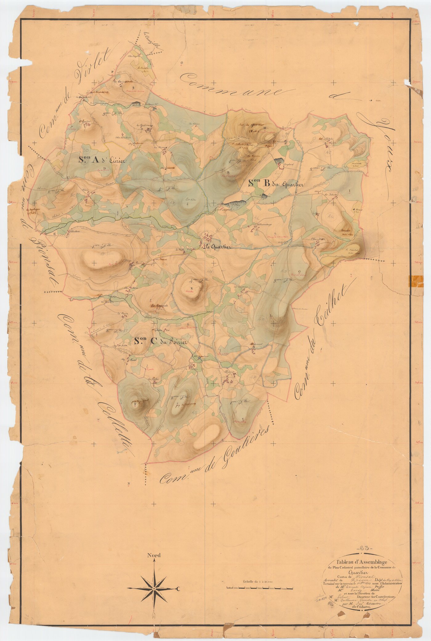 Le Quartier - 53 FI 805      Tableau d'assemblage du plan cadastral parcellaire de la commune du Quartier