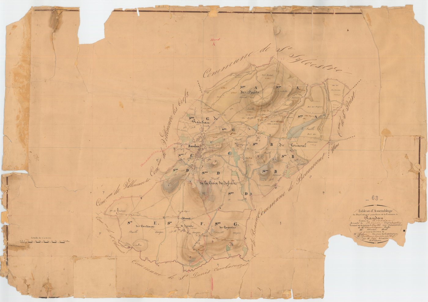 Randan - 53 FI 824      - (9)Tableau d'assemblage du plan cadastral parcellaire de la commune de Randan