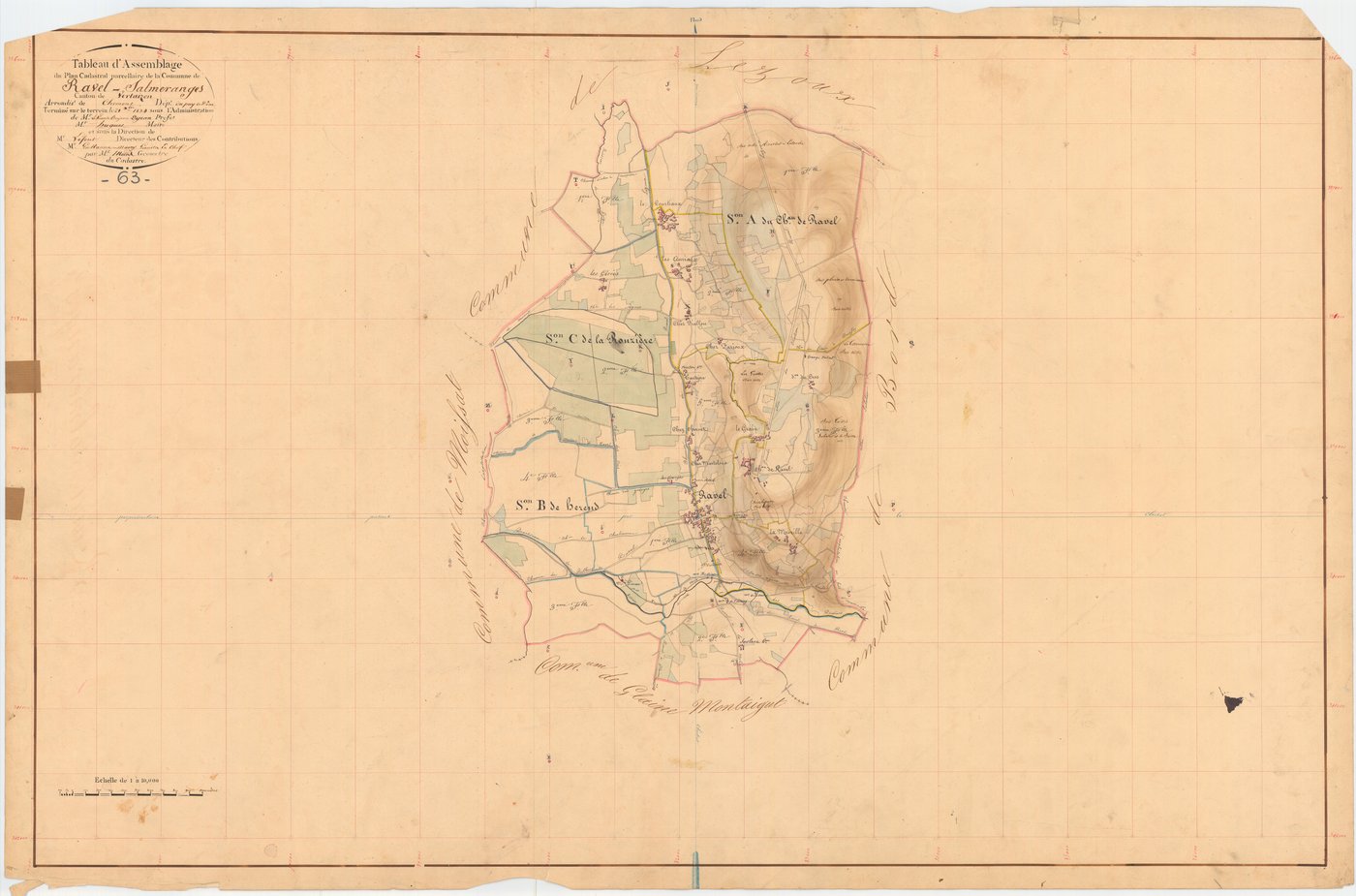 Ravel - 51 FI 977      Tableau d'assemblage du plan cadastral parcellaire de la commune de Ravel-Salmerange