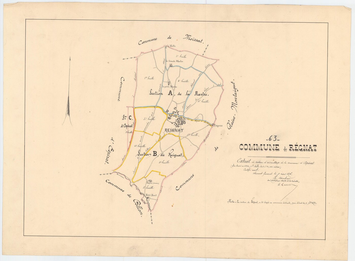Reignat - 51 FI 990      -Extrait du tableau d'assemblage du plan cadastral parcellaire de la commune d'Espirat