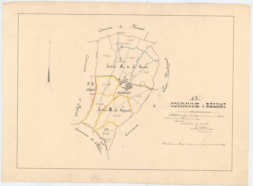 Reignat - 51 FI 990      -Extrait du tableau d'assemblage du plan cadastral parcellaire de la commune d'Espirat
