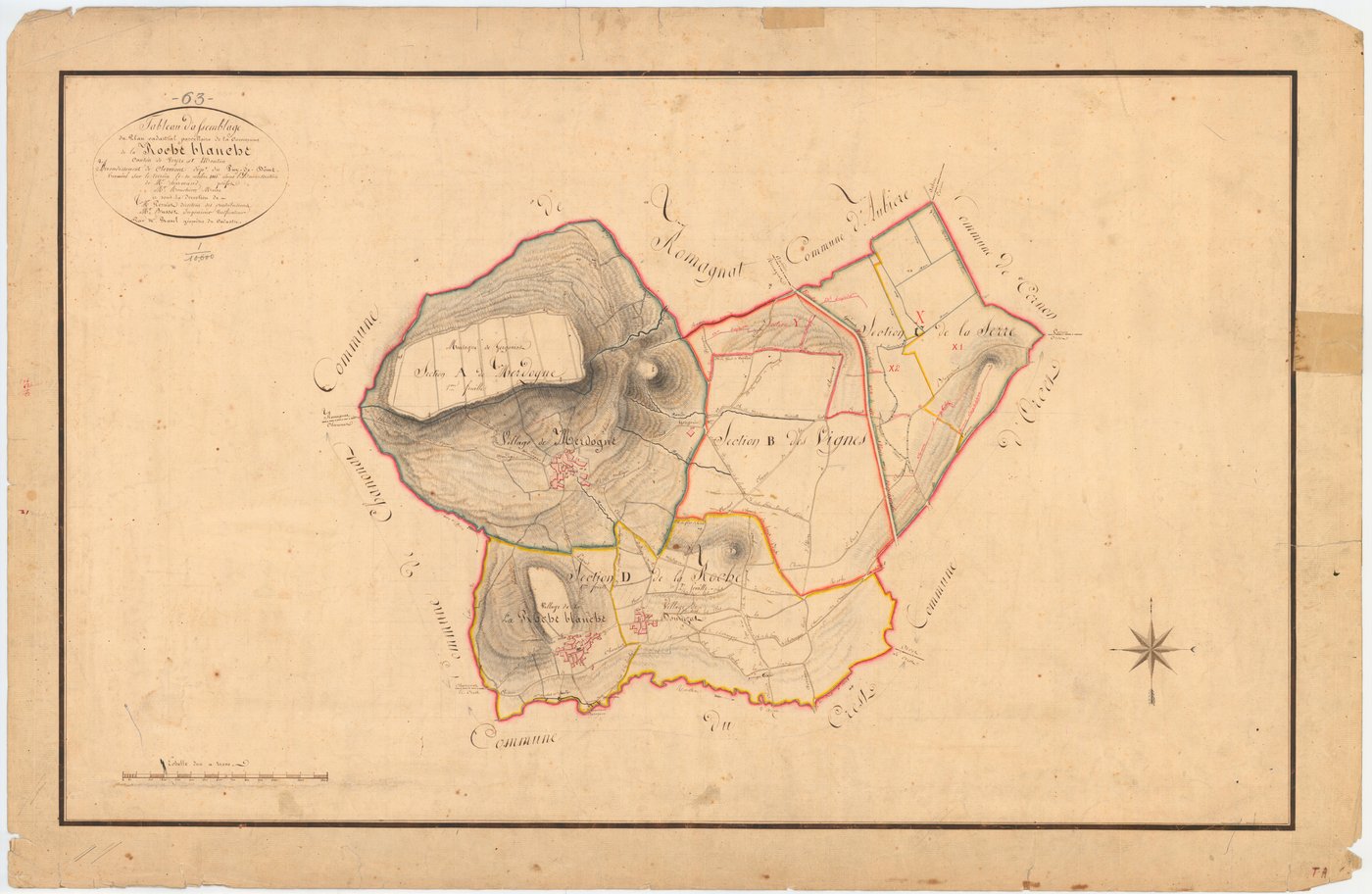 La Roche-Blanche - 51 FI 1001      Tableau d'assemblage du plan cadastral parcellaire de la commune de la Roche-Blanche