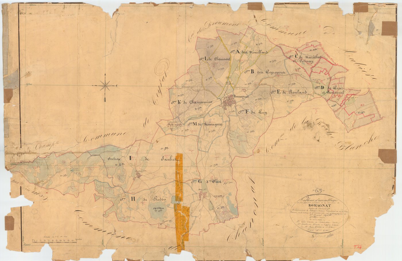 Romagnat - 51 FI 1030      Tableau d'assemblage du plan cadastral parcellaire de la commune de Romagnat