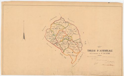Sainte-Agathe - 55 FI 809      - Extrait du tableau d'assemblage du plan cadastral parcellaire de la commune de Vollore-Ville