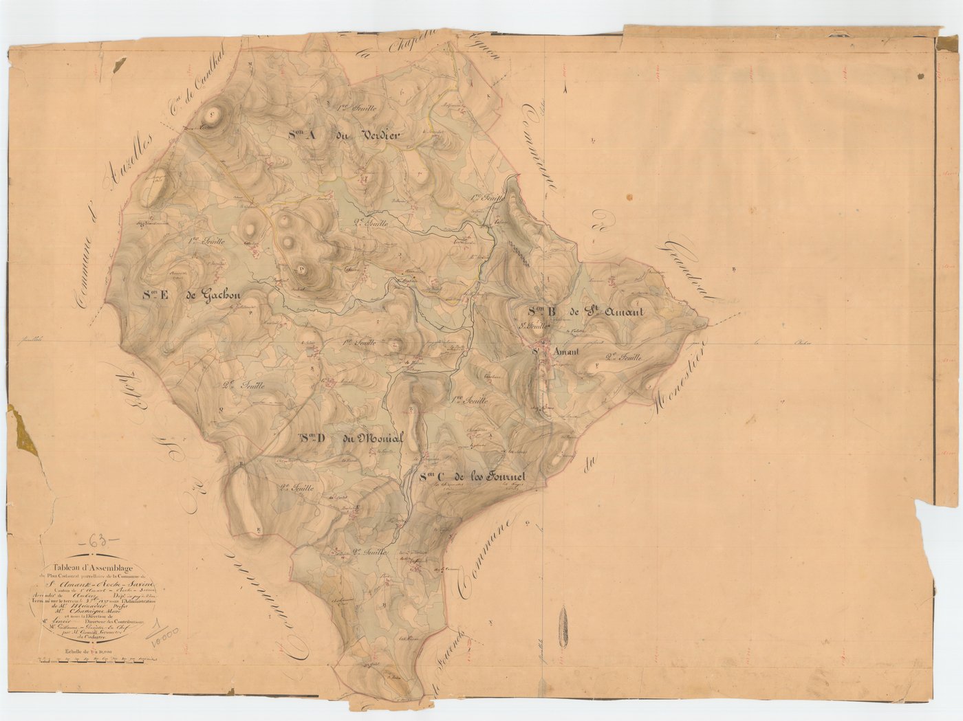 Saint-Amant-Roche-Savine - 55 FI 834      Tableau d'assemblage du plan cadastral parcellaire de la commune de Saint-Amant-Roche-Savine