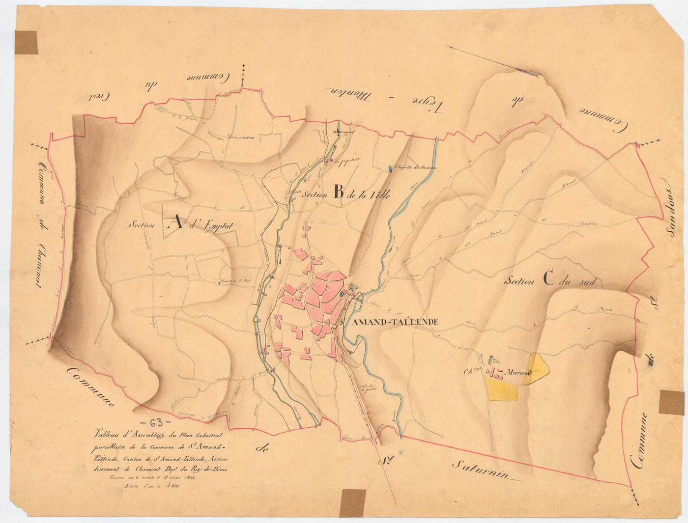 Saint-Amant-Tallende - 51 FI 1069      Tableau d'assemblage du plan cadastral parcellaire de la commune de Saint-Amant-Tallende