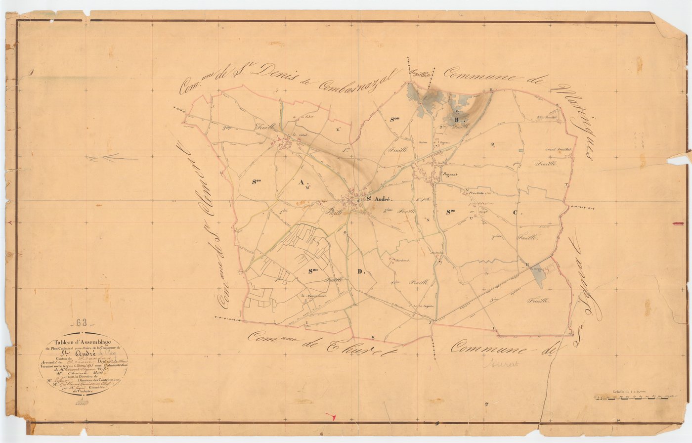 Saint-André-le-Coq - 53 FI 875      Tableau d'assemblage du plan cadastral parcellaire de la commune de Saint-André-le-Coq