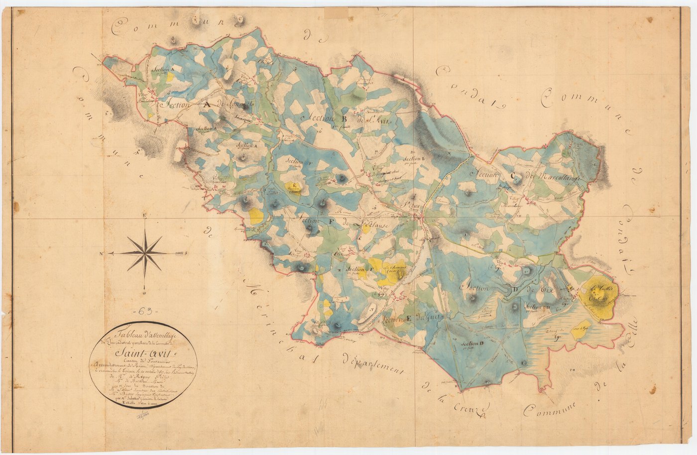 Saint-Avit - 53 FI 897      Tableau d'assemblage du plan cadastral parcellaire de la commune de Saint-Avit