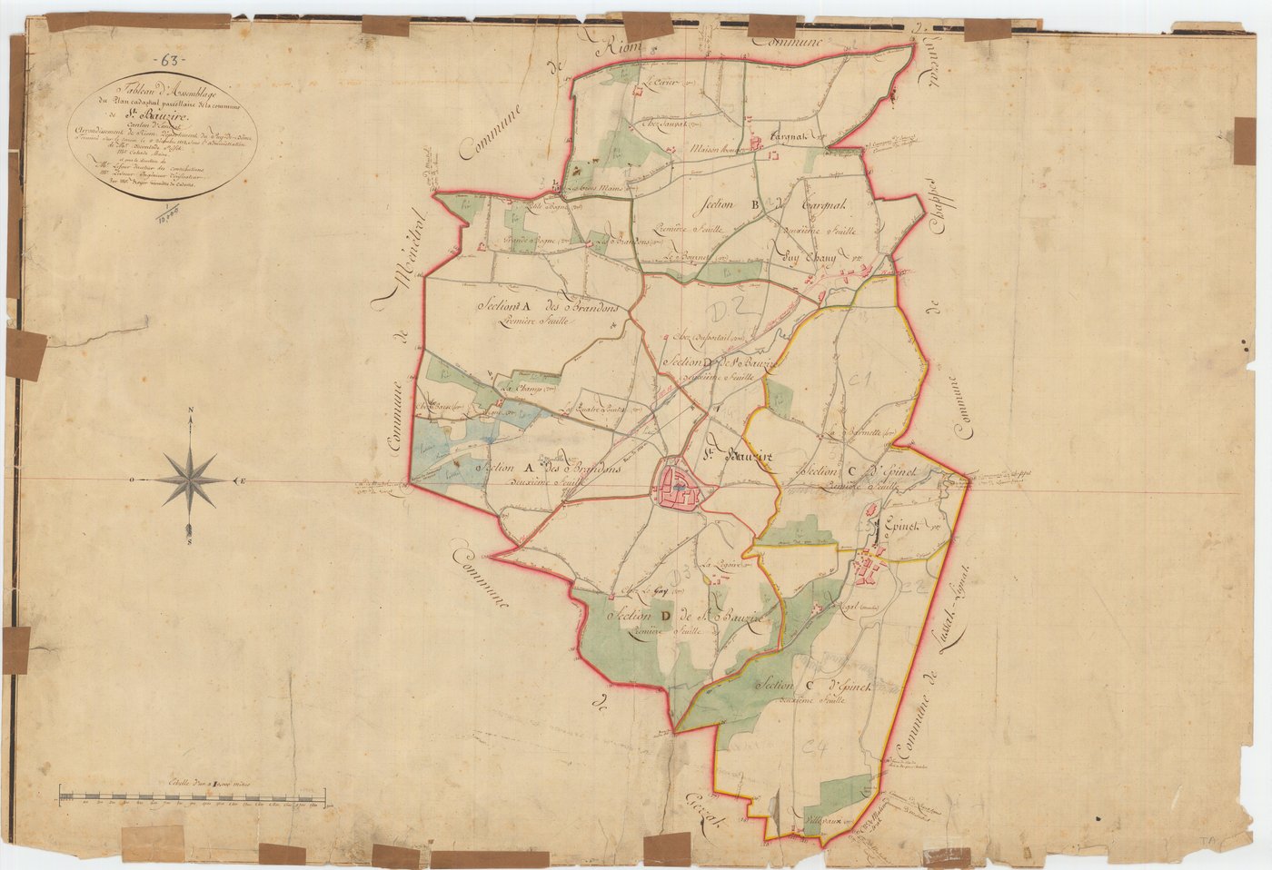 Saint-Beauzire - 53 FI 909      Tableau d'assemblage du plan cadastral parcellaire de la commune de Saint-Beauzire