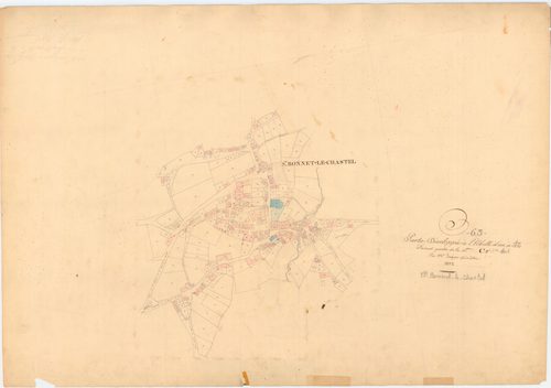 Saint-Bonnet-le-Chastel - 55 FI 894      Section C de Saint-Bonnet, 1ère feuille, développement du bourg