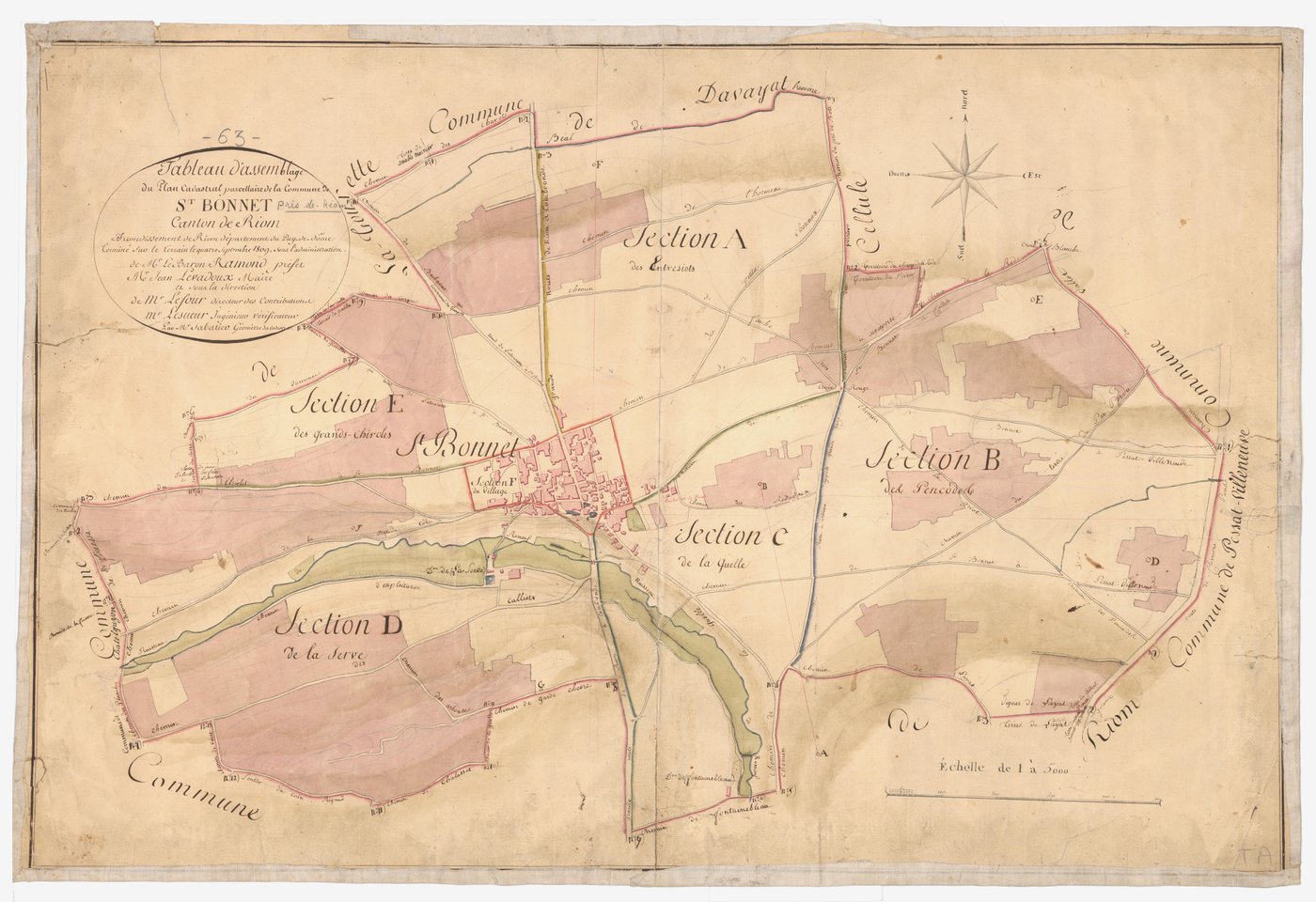 Saint-Bonnet-près-Riom - 53 FI 918      Tableau d'assemblage du plan cadastral parcellaire de la commune de Saint-Bonnet-près-Riom