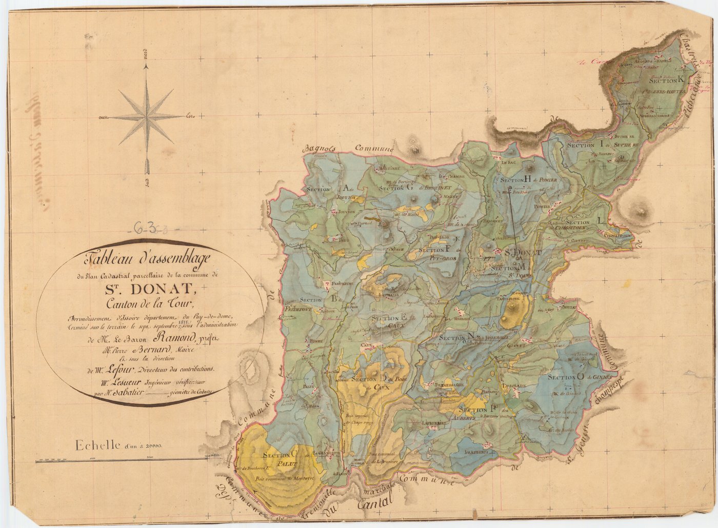 Saint-Donat - 54 Fi 760      Tableau d'assemblage du plan cadastral parcellaire de la commune de Saint-Donat