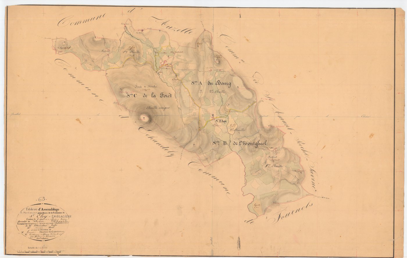 Saint-Éloy-la-Glacière - 55 FI 915      Tableau d'assemblage du plan cadastral parcellaire de la commune de Saint-Eloy-la-Glacière