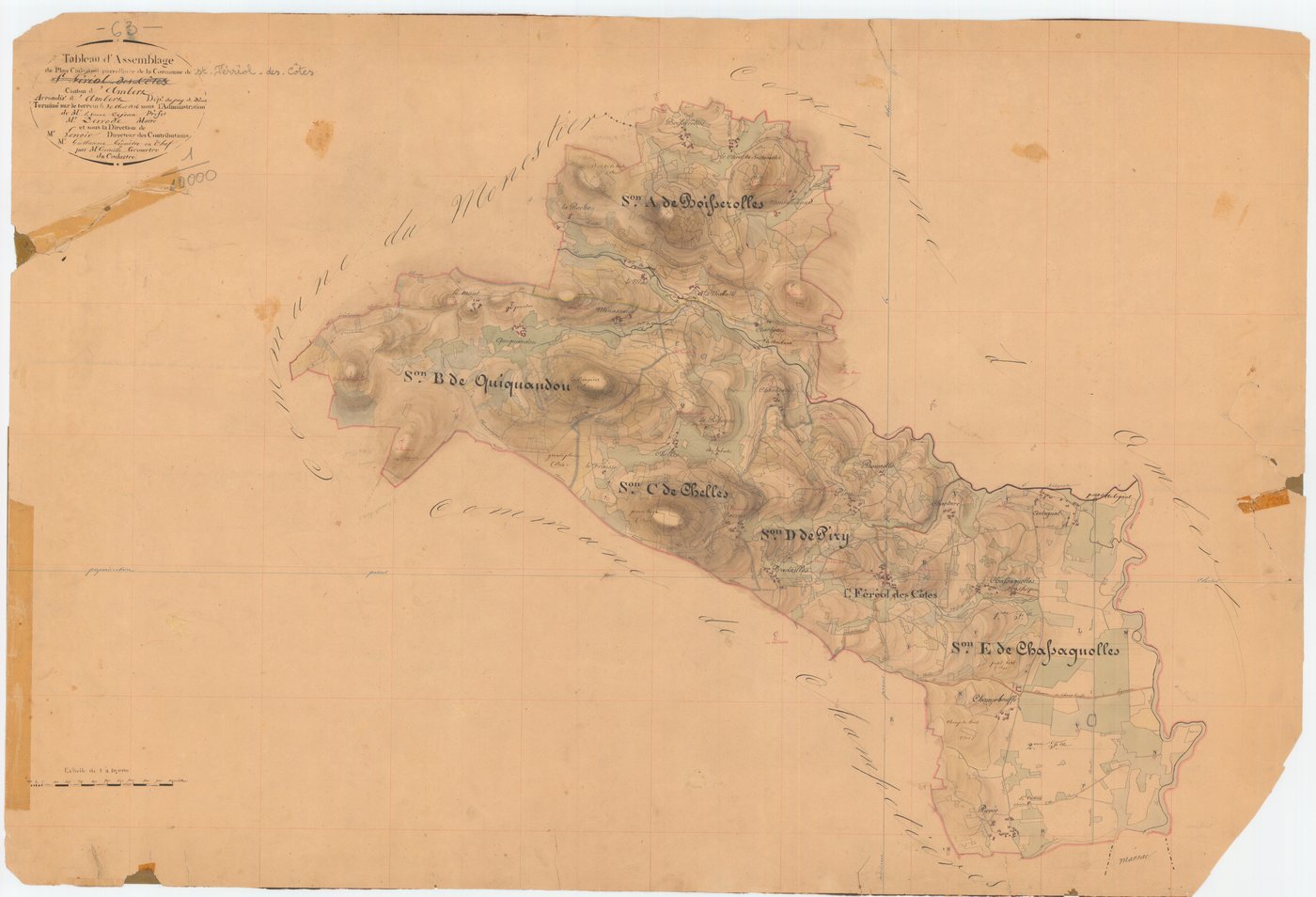 Saint-Ferréol-des-Côtes - 55 FI 921      Tableau d'assemblage du plan cadastral parcellaire de la commune de Saint-Ferréol-des-Côtes