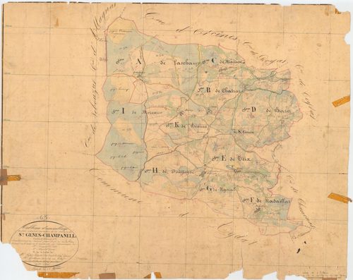 Saint-Genès-Champanelle - 51 FI 1109      Tableau d'assemblage du plan cadastral parcellaire de la commune de Saint-Genès-Champanelle