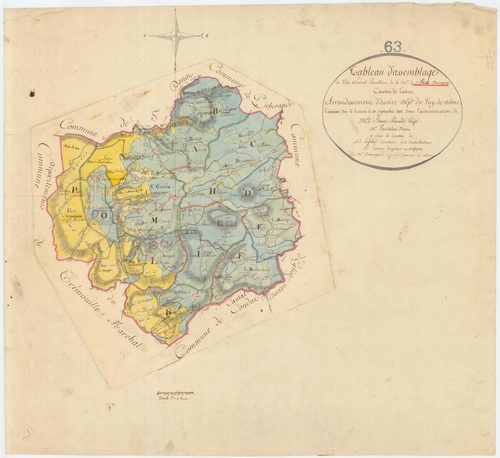Saint-Genès-Champespe - 54 Fi 797      Tableau d'assemblage du plan cadastral parcellaire de la commune de Saint-Genès-Champespe