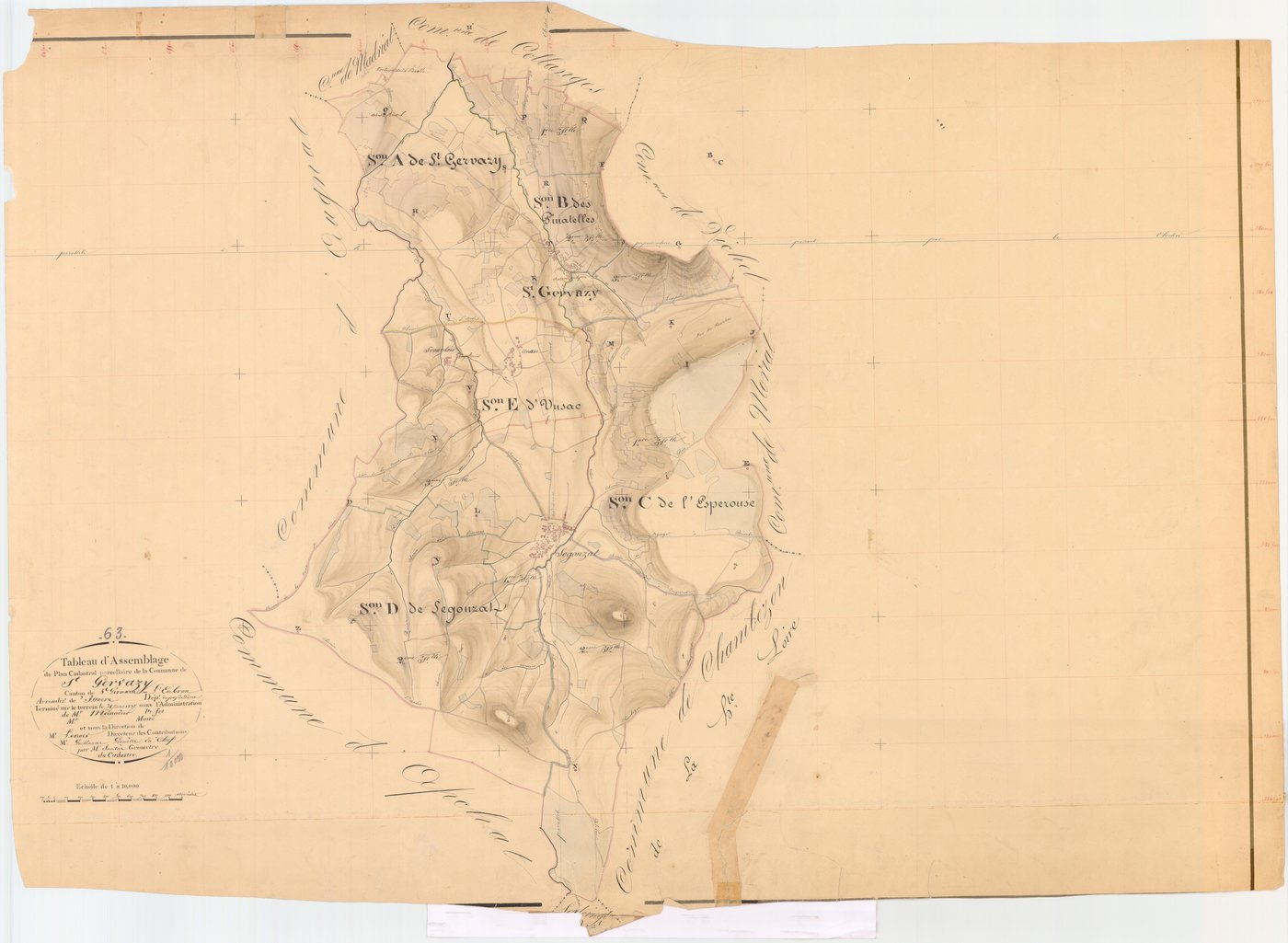 Saint-Gervazy - 54 Fi 836      Tableau d'assemblage du plan cadastral parcellaire de la commune de Saint-Gervazy