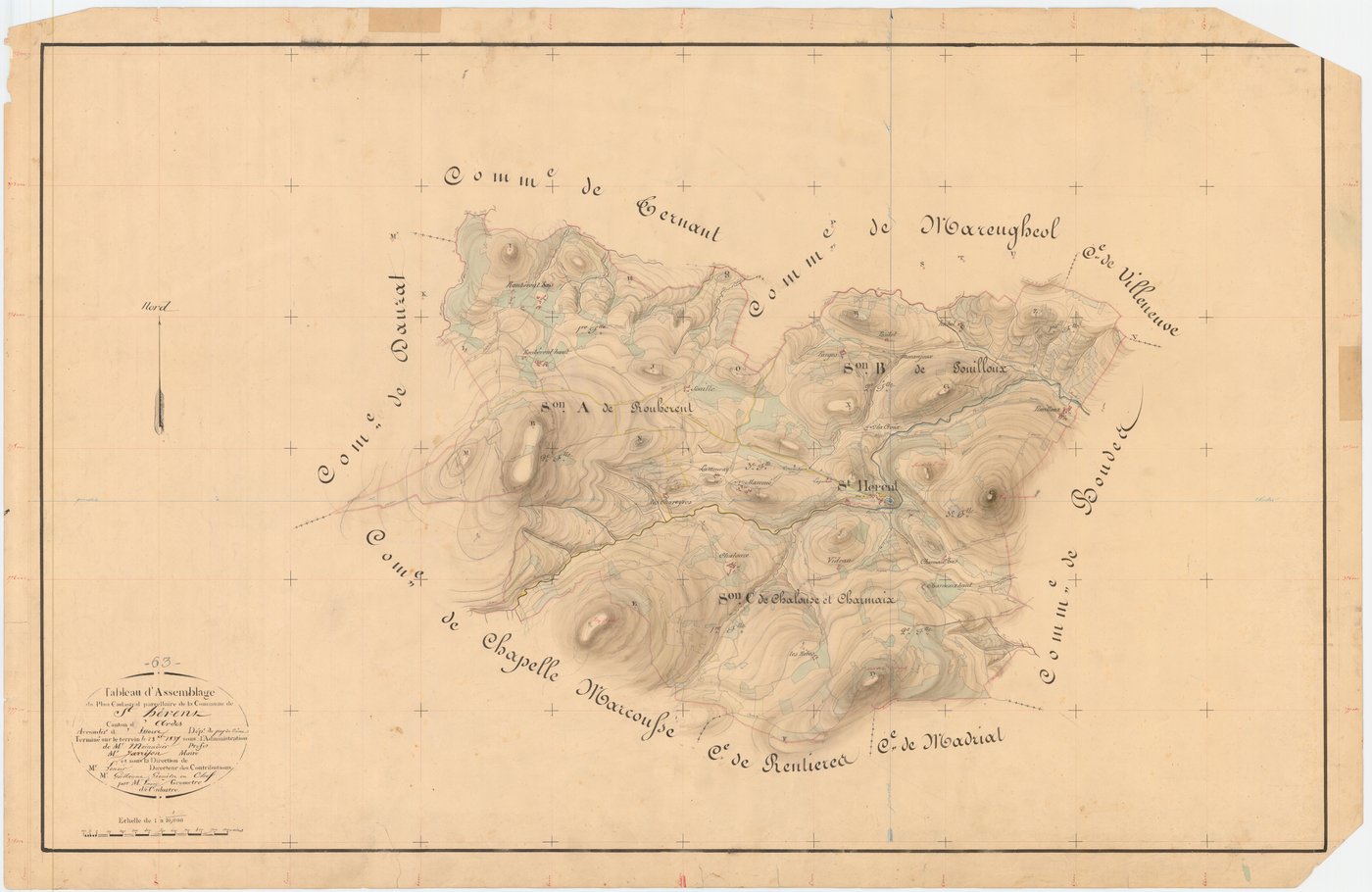 Saint-Hérent - 54 Fi 848      Tableau d'assemblage du plan cadastral parcellaire de la commune de Saint-Hérent