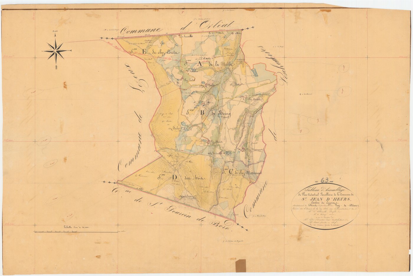Saint-Jean-d'Heurs - 55 FI 956      Tableau d'assemblage du plan cadastral parcellaire de la commune de Saint-Jean-d'Heurs