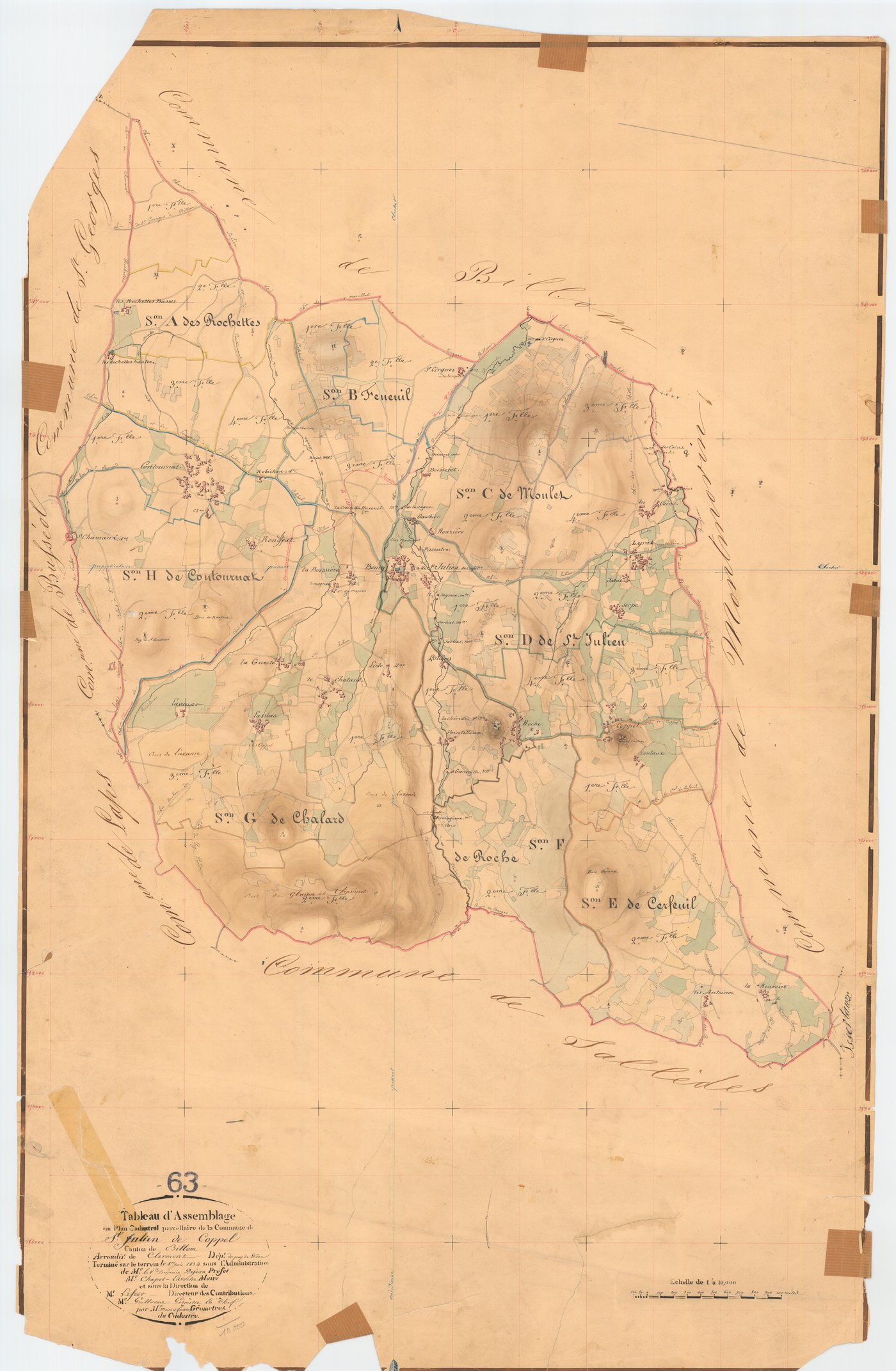 Saint-Julien-de-Coppel - 51 FI 1170      Tableau d'assemblage du plan cadastral parcellaire de la commune de Saint-Julien-de-Coppel