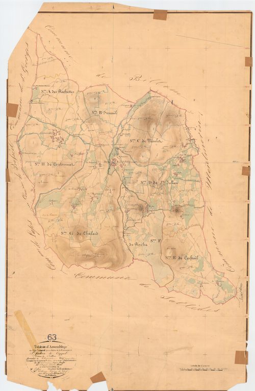 Saint-Julien-de-Coppel - 51 FI 1170      Tableau d'assemblage du plan cadastral parcellaire de la commune de Saint-Julien-de-Coppel