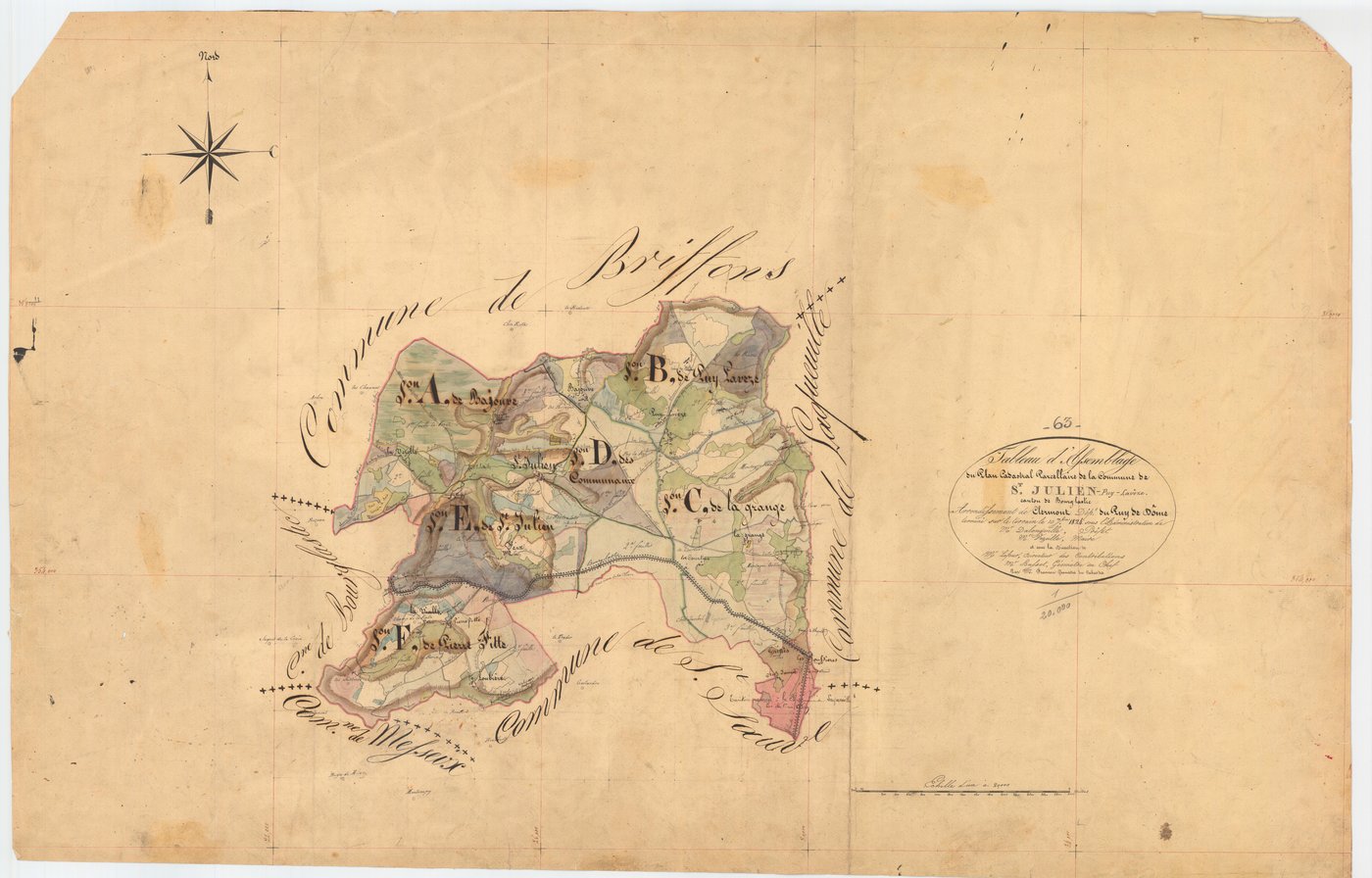 Saint-Julien-Puy-Lavèze - 51 FI 1195      Tableau d'assemblage du plan cadastral parcellaire de la commune de Saint-Julien-Puy-Lavèze