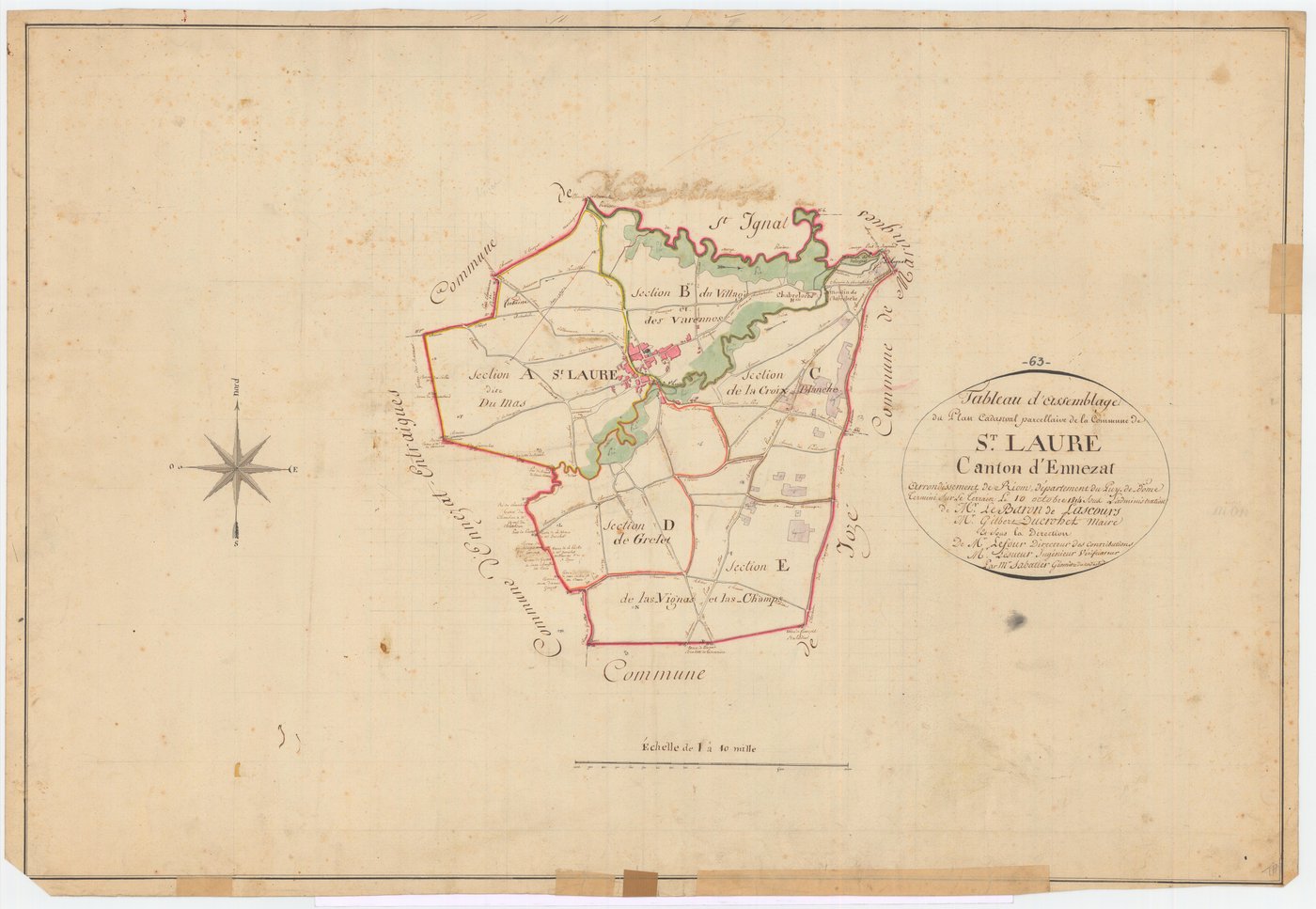 Saint-Laure - 53 FI 1092      Tableau d'assemblage du plan cadastral parcellaire de la commune de Saint-Laure