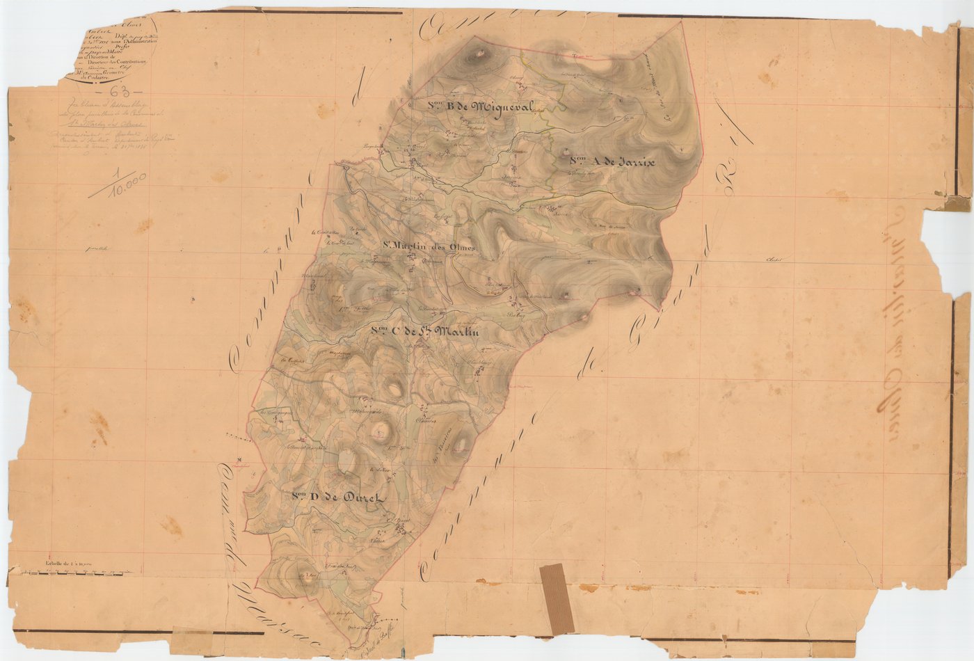 Saint-Martin-des-Olmes - 55 FI 978      Tableau d'assemblage du plan cadastral parcellaire de la commune de Saint-Martin-des-Olmes