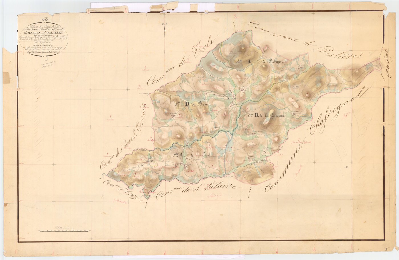 Saint-Martin-d'Ollières - 54 Fi 880      Tableau d'assemblage du plan cadastral parcellaire de la commune de Saint-Martin-d'Ollières