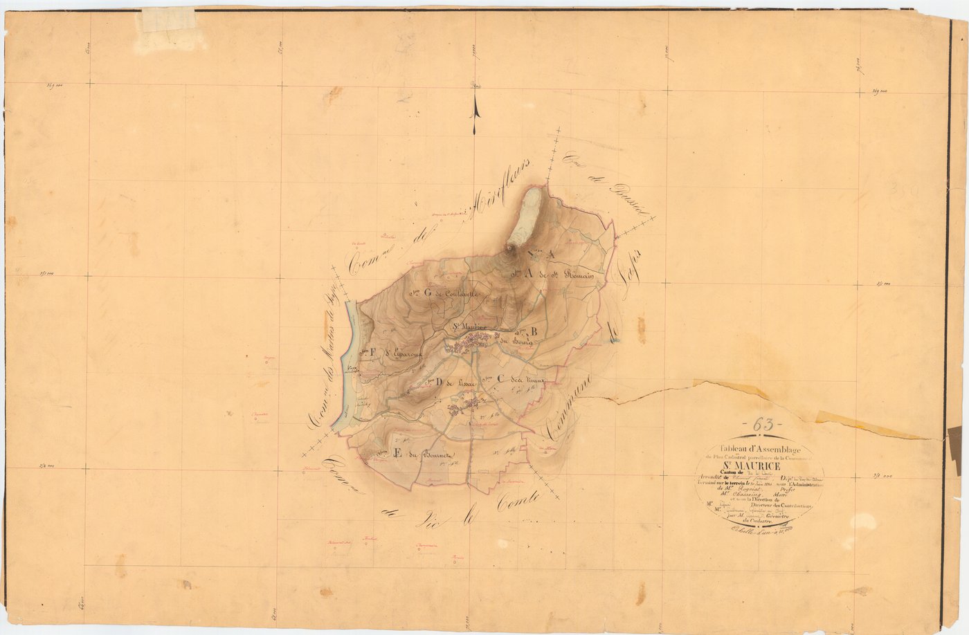Saint-Maurice - 51 FI 1211      Tableau d'assemblage du plan cadastral parcellaire de la commune de Saint-Maurice-ès-Allier