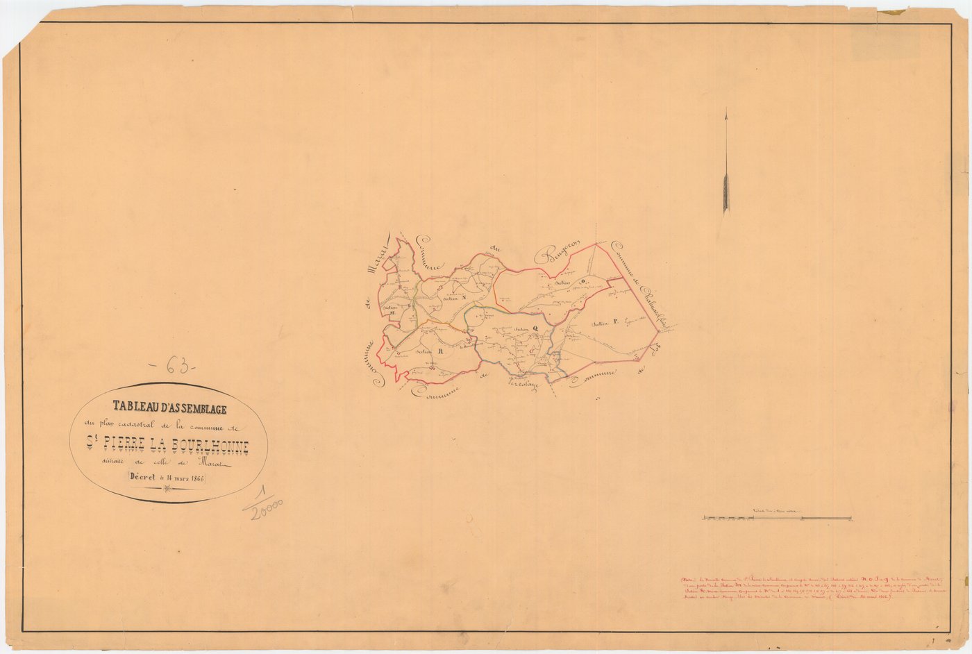 Saint-Pierre-la-Bourlhonne - 55 FI 986      - Tableau d'assemblage du plan cadastral parcellaire de la commune de Saint-Pierre-la-Bourlhonne