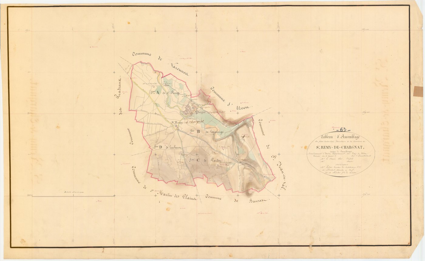 Saint-Rémy-de-Chargnat - 54 Fi 922      Tableau d'assemblage du plan cadastral parcellaire de la commune de Saint-Rémy-de-Chargnat