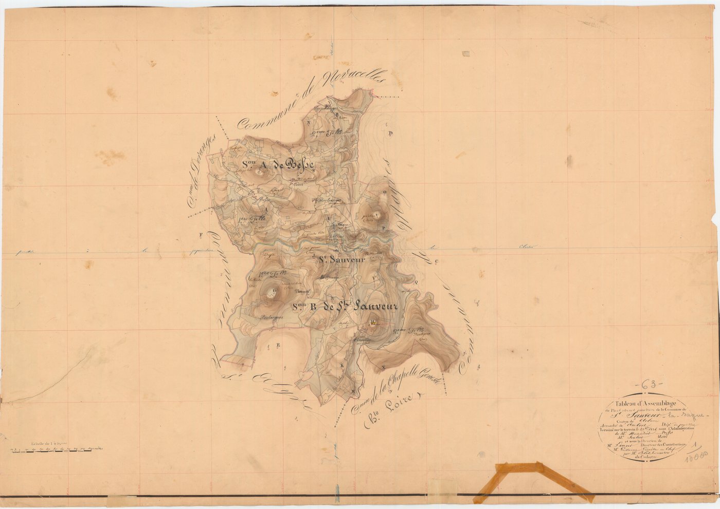 Saint-Sauveur-la-Sagne - 55 FI 1012      Tableau d'assemblage du plan cadastral parcellaire de la commune de Saint-Sauveur